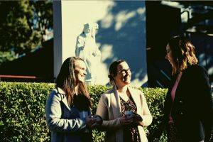 St Patrick's College Sutherland - teachers talking to each other at the courtyard