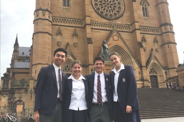 St Patrick's College Sutherland - students at St Mary's Cathedral church