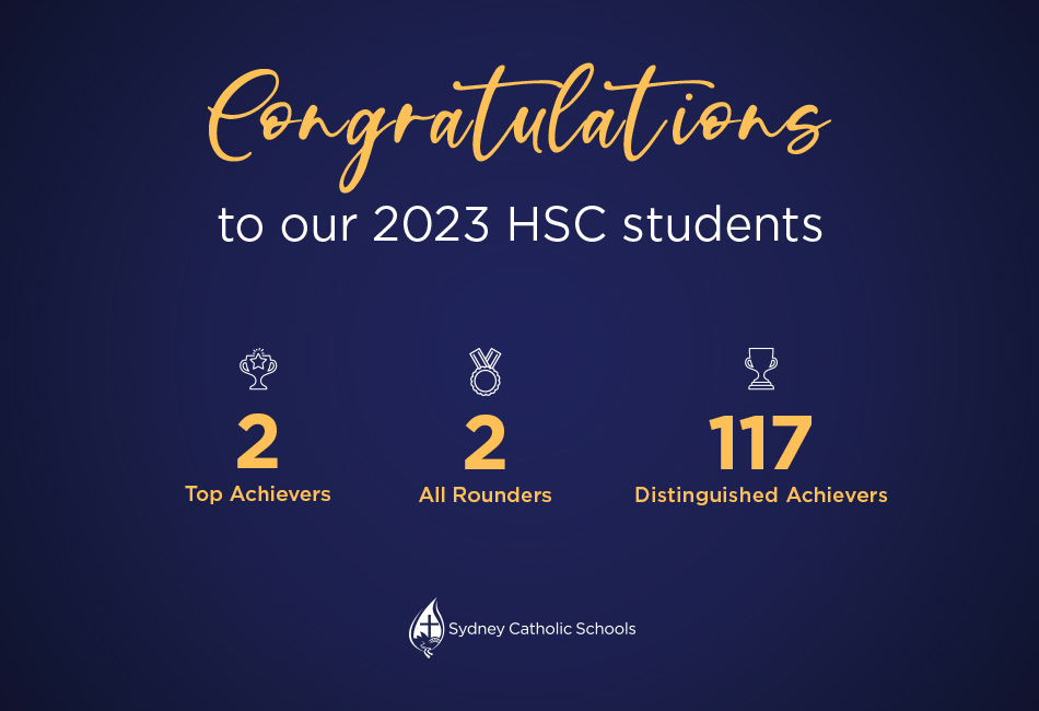 Graphic showing St Patrick's College Sutherland HSC Results 2023